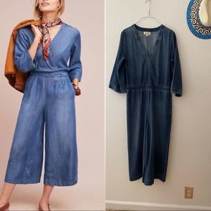 ANTHROPOLOGY Cloth & Stone Blue Denim Jumpsuit